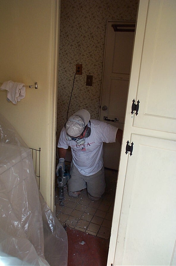 bathroom floor, starting