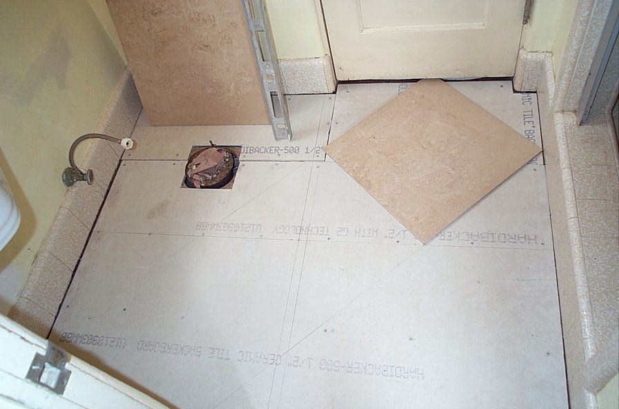 bathroom floor, view 1